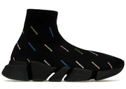 Balenciaga Speed 2.0 AllOver Logo Recycled Knit Black Multicolor