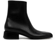 Balenciaga Square Toe Leather Ankle Boot Black
