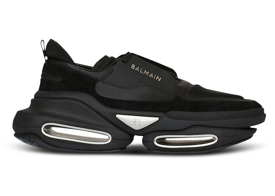 Balmain B-Bold Low-Top Black Suede