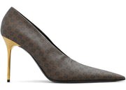 Balmain Monogrammed Stiletto Pumps Brown Black (Women's)