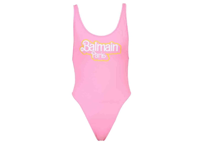 Balmain x Barbie - Racerback One-Piece Light Pink with White Balmain Paris Logo