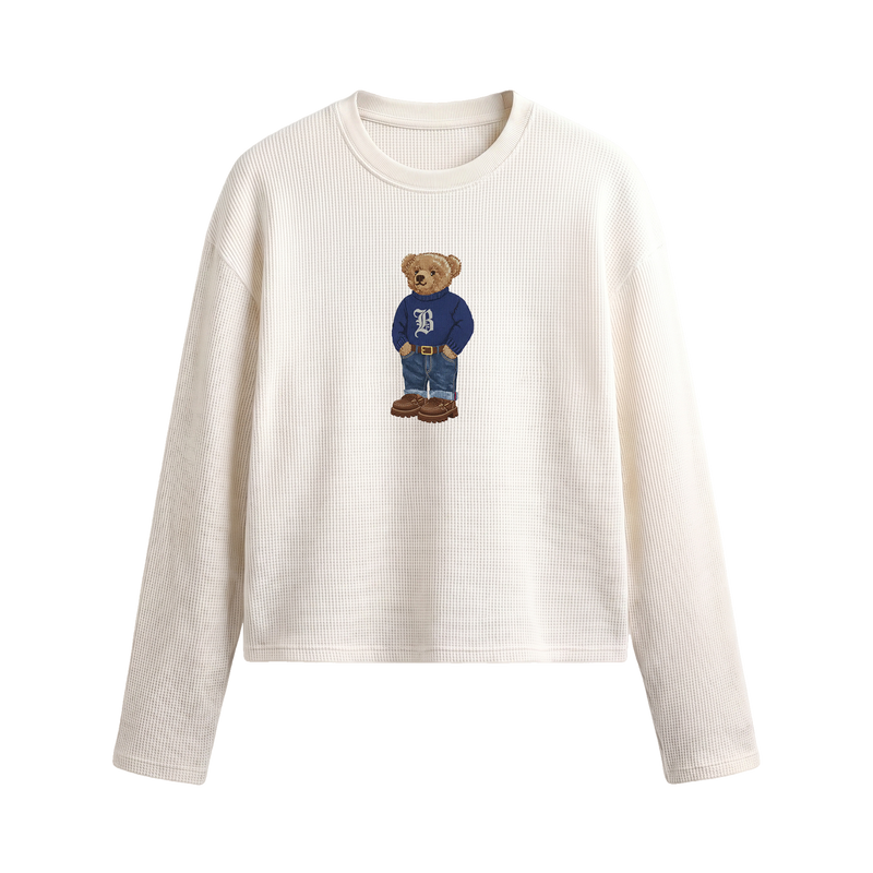 Blacklist Bear Basics Waffle T-Shirt Off White