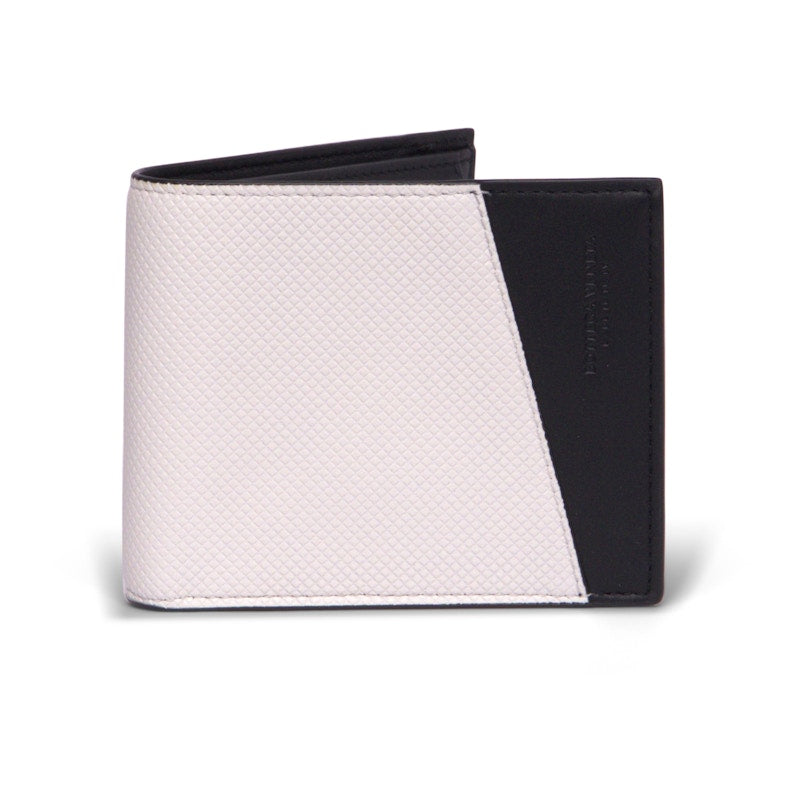 Bottega Veneta Logo Embossed Two Tone Bi-fold Wallet White/Black