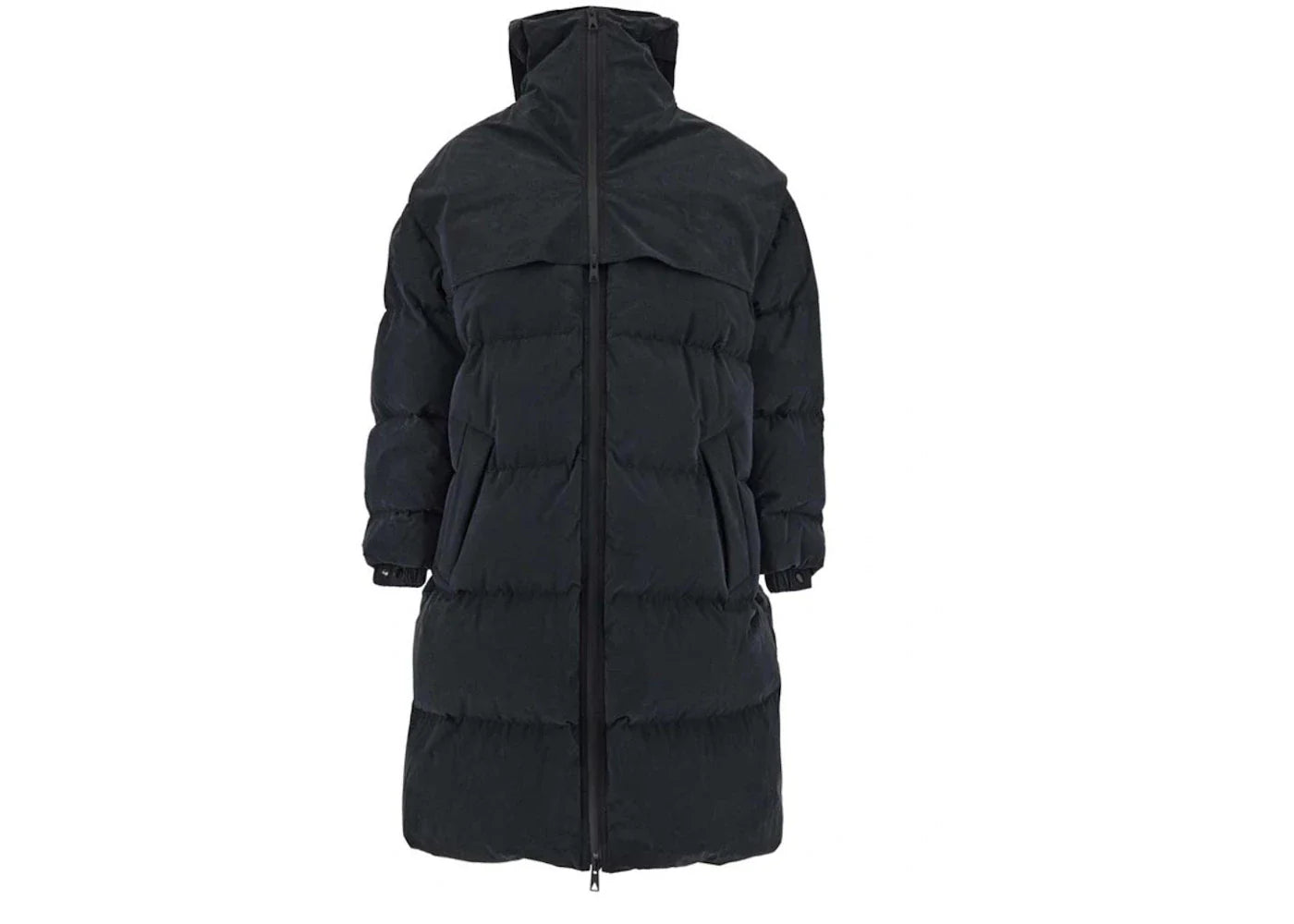 Bottega Veneta Long Fronted Popeline Puffer Jacket Black