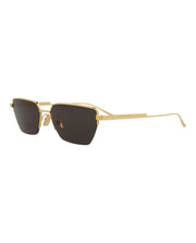 Bottega Veneta Square-Frame Metal Sunglasses Gold Gold Grey (BV1107S-30011010-004)