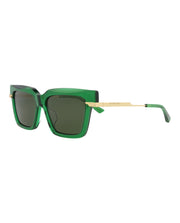 Bottega Veneta Square-Frame Recycled Acetate Sunglasses Green Gold Green (BV1242S-30014295-003)