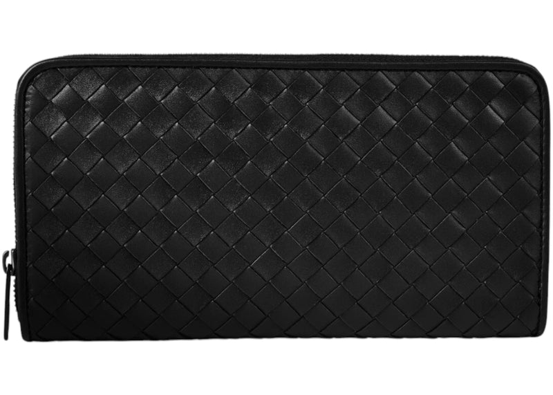 Bottega Veneta Wallet Intrecciato Zip Black