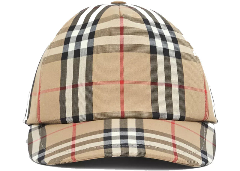 Burberry Baseball Cap Logo Applique Vintage Check Archive Beige