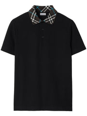 Burberry Logo Detail Cotton Piqué Polo Shirt Black