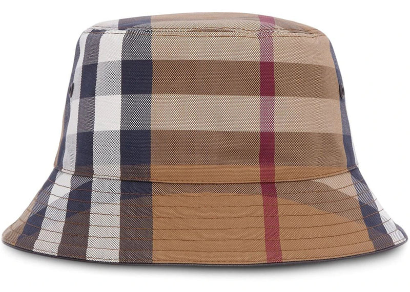 Burberry Check Cotton Canvas Bucket Hat Birch Brown