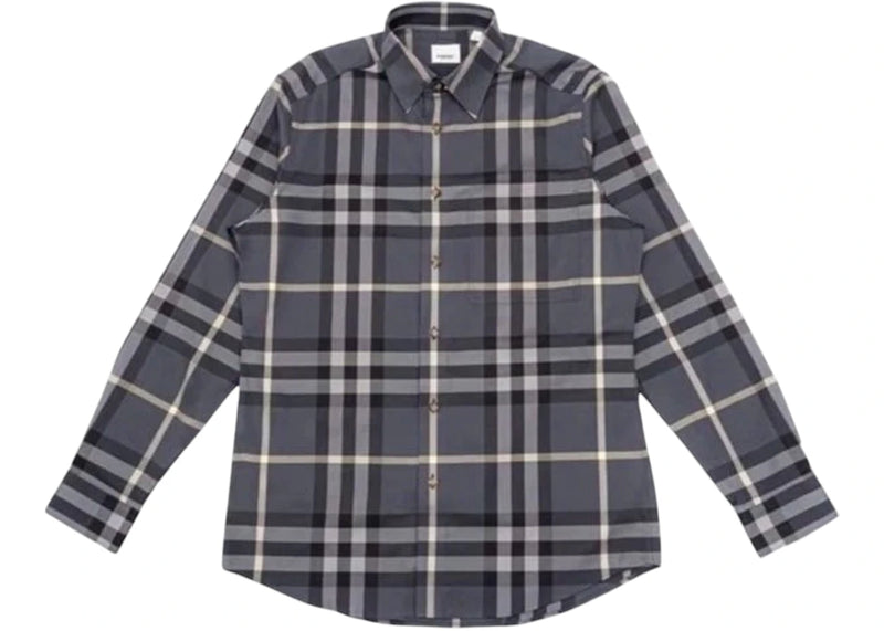 Burberry Check Cotton Shirt Grey