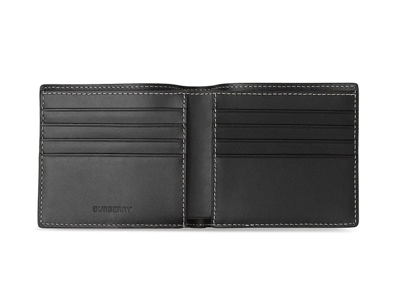 Burberry Check E-canvas International Bifold Wallet 8 slot Dark Birch Brown