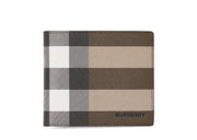Burberry Check E-canvas International Bifold Wallet 8 slot Dark Birch Brown