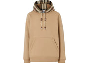 Burberry Check Hood Cotton Hoodie Camel