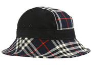 Burberry Check Print Bucket Hat Navy