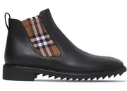 Burberry Check-panel Ankle Boots Black Brown