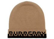 Burberry Embroidered Logo Knitted Beanie Brown
