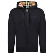 Burberry Hove Check Embroidery Logo Zip Hoodie Black