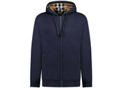 Burberry Hove Check Embroidery Logo Zip Hoodie Navy
