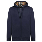Burberry Hove Check Embroidery Logo Zip Hoodie Navy