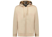 Burberry Hove Check Embroidery Logo Zip Hoodie Soft Fawn