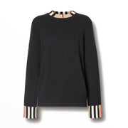 Burberry Icon Stripe Trim Cashmere Sweater Black