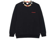 Burberry Icon Stripe Trim Cotton Sweatshirt Black