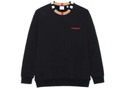 Burberry Icon Stripe Trim Cotton Sweatshirt Black