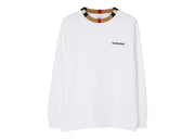 Burberry Icon Stripe Trim Cotton Sweatshirt White