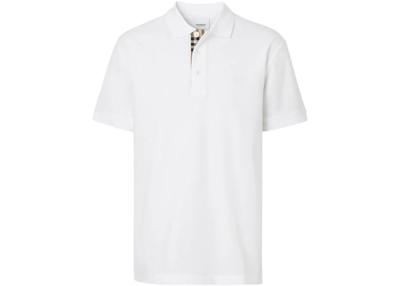 Burberry Monogram Motif Cotton Pique Polo White/Archive Beige
