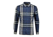 Burberry Stretch Cotton Poplin Shirt Navy White