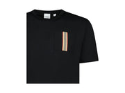 Burberry Stripe Trim Pocket Cotton T-Shirt Black