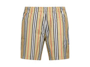 Burberry Striped Check Print Swim Shorts Beige/Brown