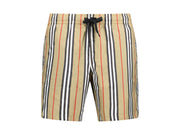 Burberry Striped Check Print Swim Shorts Beige/Brown