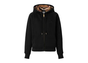 Burberry Women's Letter Graphic Cotton Blend Zip Hoodie Black