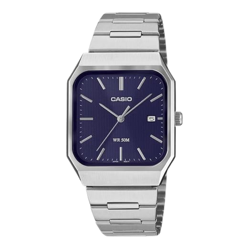 Casio Enticer Men Quartz Blue Dial Analog Stainless Steel Watch A2466