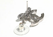 Chanel Bow Tie CC Logo Earrings Silver (ABA922)