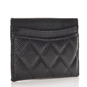 Chanel Classic Card Holder Quilted Caviar Gold-tone Black