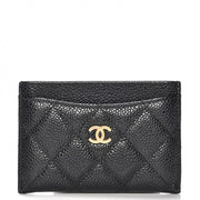 Chanel Classic Card Holder Quilted Caviar Gold-tone Black