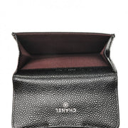 Chanel Flap Card Holder Quilted Caviar Silver-tone Black