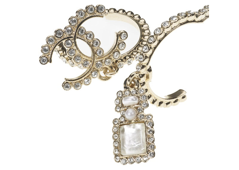 Chanel Glass and Strass Metal Earrings Glass Pearls Gold