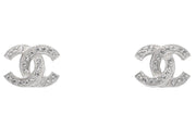 Chanel Metal and Strass Earrings Crystal Silver