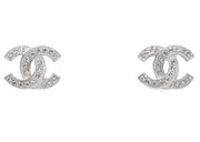 Chanel Metal and Strass Earrings Crystal Silver