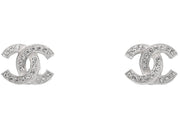 Chanel Metal and Strass Earrings Crystal Silver