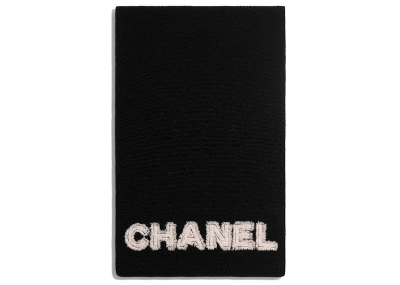 Chanel Tweed CC Logo Scarf Black/White