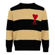 Ami Paris Ami De Coeur Sweater with Rugby Stripes Naut BLACK/Nat Brown