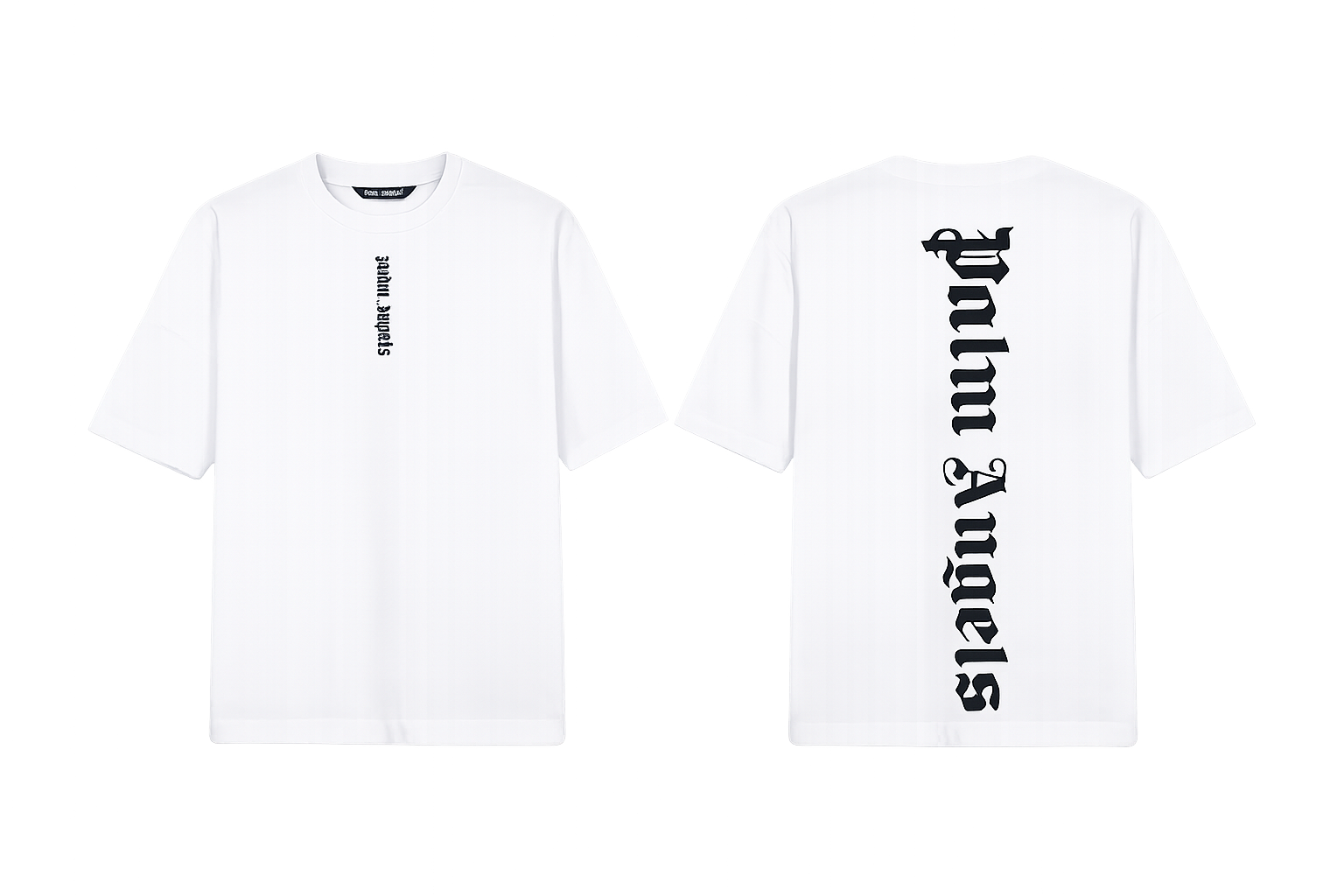 Palm Angels White T-Shirt Featuring A Large Black Gothic Font Logo [Sourcex Exclusive]