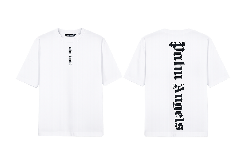 Palm Angels White T-Shirt Featuring A Large Black Gothic Font Logo [Sourcex Exclusive]