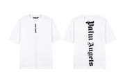 Palm Angels White T-Shirt Featuring A Large Black Gothic Font Logo [Sourcex Exclusive]