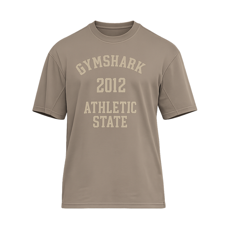 Gymshark Collegiate Washed T-Shirt oversized fit Soft Brown